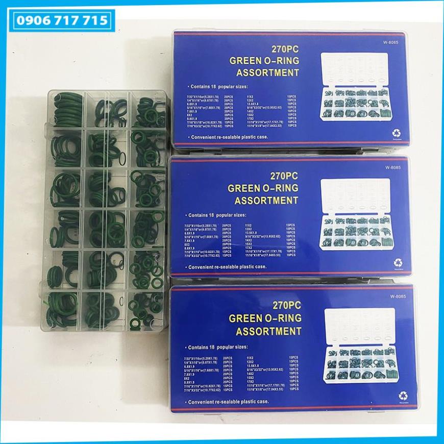 Hộp Ron, gioăng, doang, phom, pon cao su 270 chiếc, 18 kích cỡ