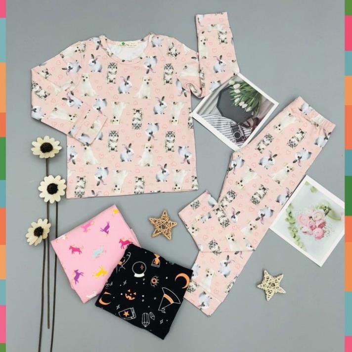 Bộ thu đông cho bé gái, đồ bộ thun bé gái chất cotton mềm mát, size 1-8 tuổi - BONGKIDS