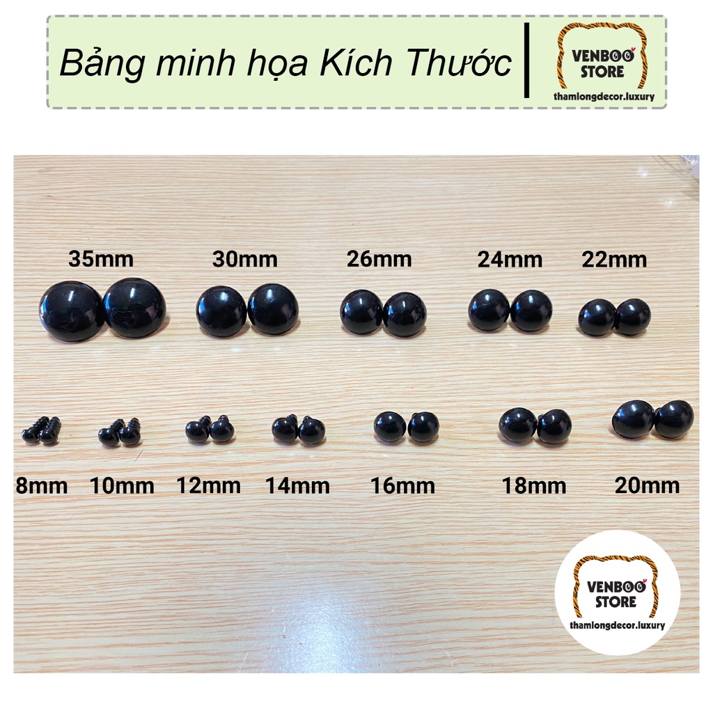 ️ [FREESHIP] 100 mắt thú bông, mắt gấu bông gấu dâu Lotso Teddy, mắt búp bê | Đồ handmade mầm non | mắt thú dán mắt đen