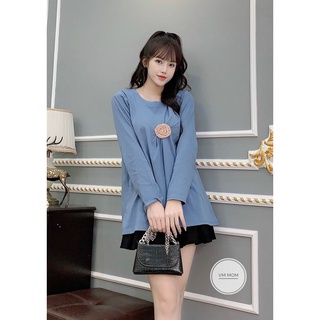 Áo bà bầu dài tay công sở chất đũi kẻ thiết kế cao cấp
