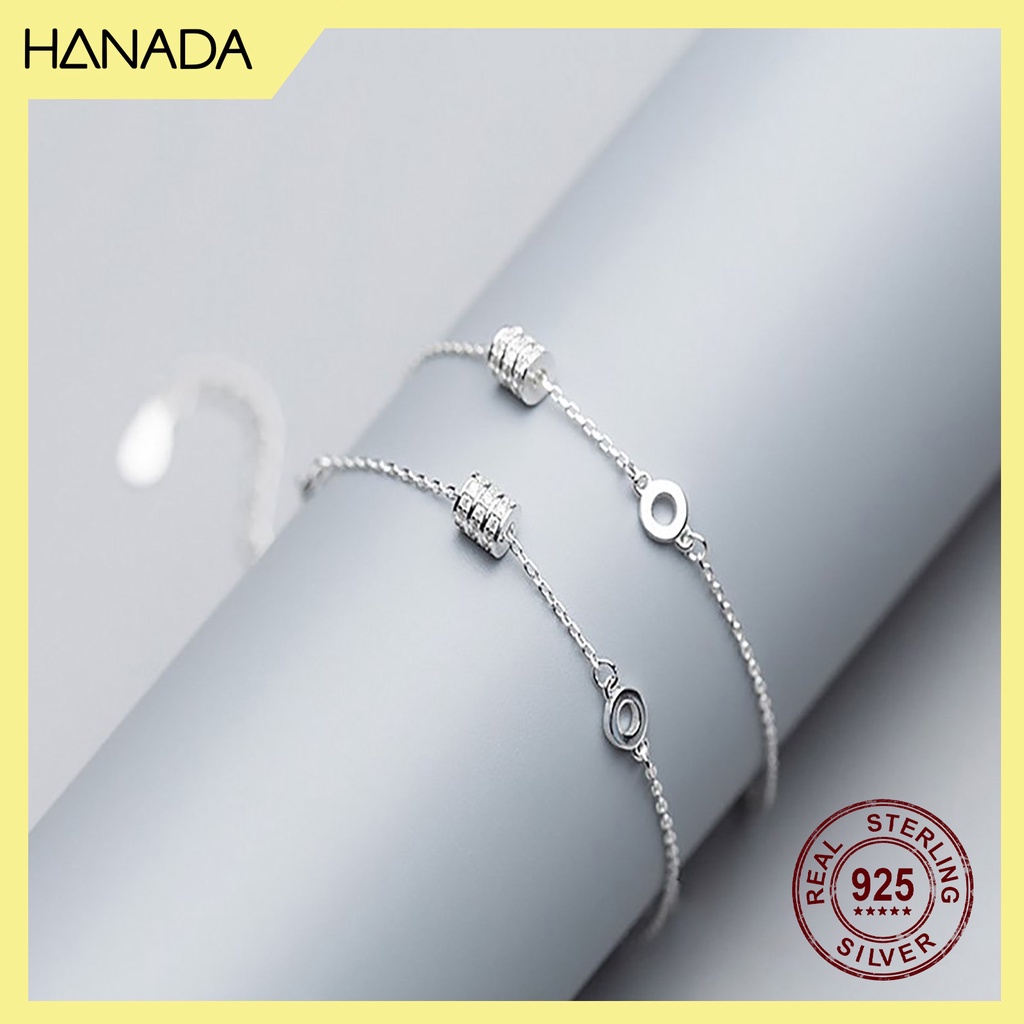 Lắc Chân Bạc Cao Cấp 925 Hanada Trang Sức Thời Trang Vòng Chân Trụ Đá Đơn Giản