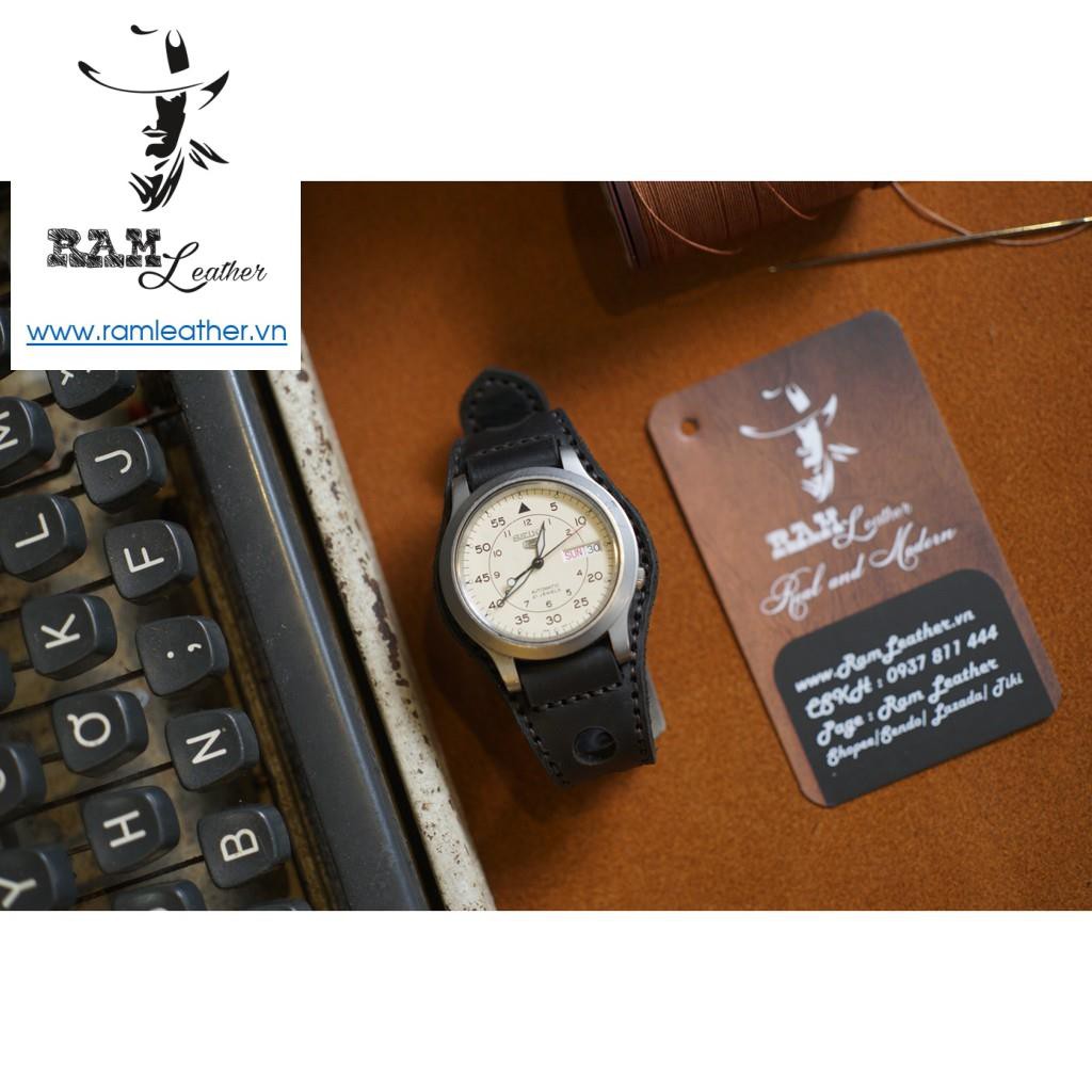 DÂY ĐỒNG HỒ DA BÒ THẬT RAM BUNSDSTRAP BX22 ĐEN -ĐỦ SIZE 18MM ,20MM ,22MM ,C.ASIO AE1200 . .