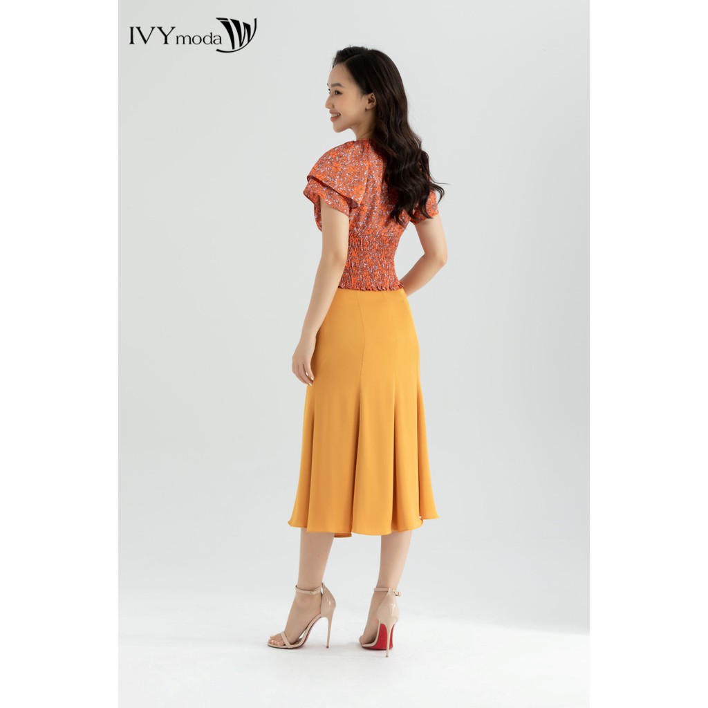 [NHẬP WABRTL5 GIẢM 10% TỐI ĐA 50K ĐH 250K ]Áo sơ mi nữ họa tiết cổ V IVY moda MS 16M6537