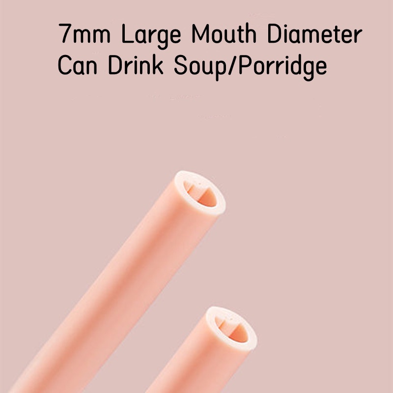 Set 2 Ống Hút Silicone Tái Sử Dụng Được Có Thể Tháo Rời Kèm Khóa Cài Cho Bé