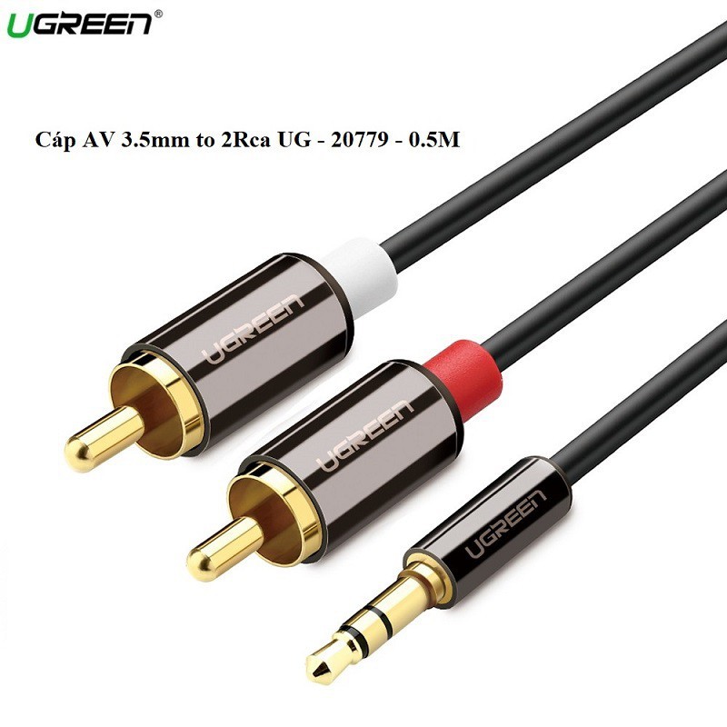 Cáp Audio 3.5mm Male To 2RCA Male Dài 0.5m UGREEN 20779 - AV116