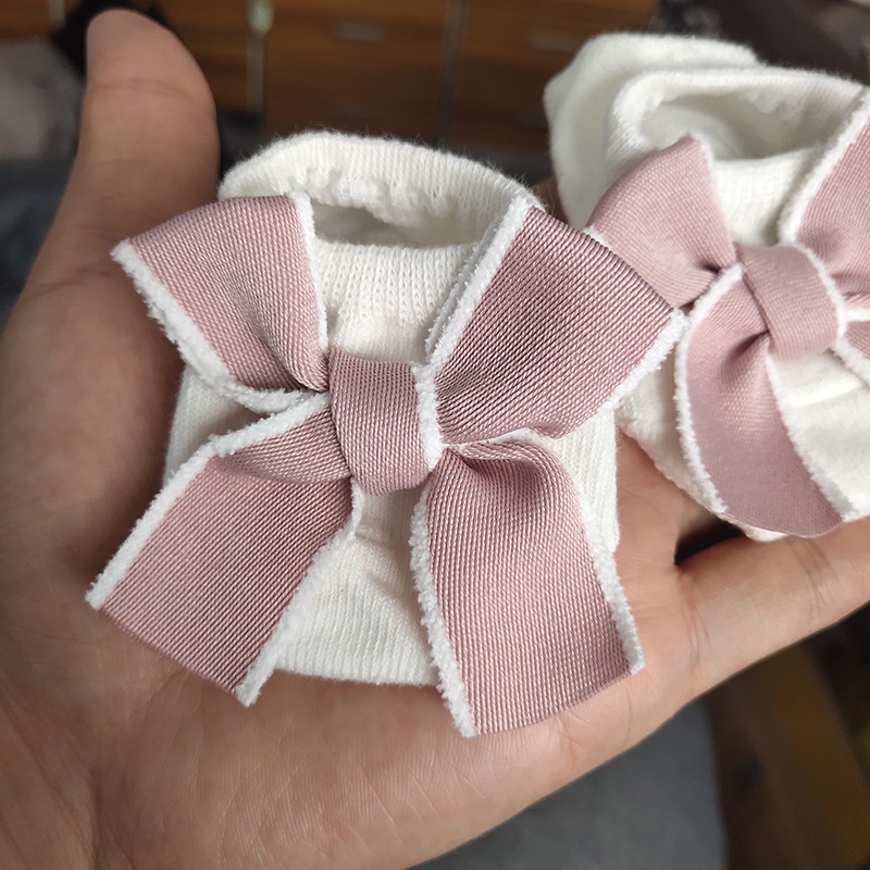 Vớ cotton mềm mại thắt nơ chống trượt dễ thương cho bé gái 0-3 tuổi