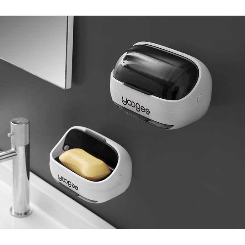 Hộp đựng xà phòng bằng nhựa trong suốt có rãnh thoát nước tiết kiệm không gian sáng tạo tiện dụng cho phòng tắm