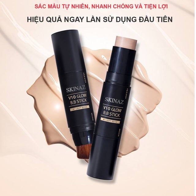 Kem nền+cọ trang điểm V10 GLOW B.B STICK SKINAZ-10g