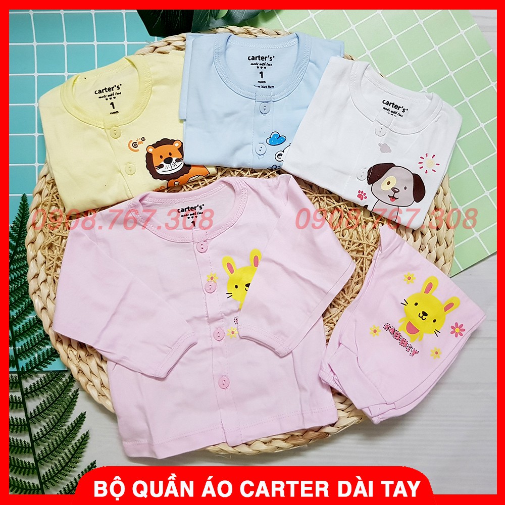 Bộ Quần Áo Dài Tay Car ter Cho Bé Sơ Sinh Chất Cotton Thấm Hút