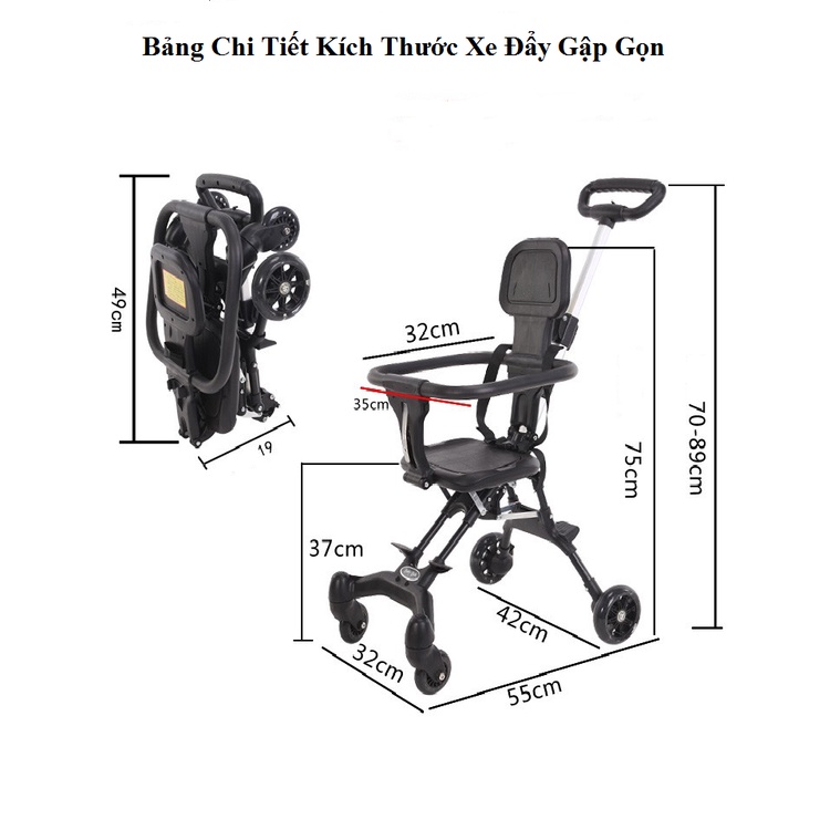 Xe đẩy gấp gọn cho em bé đi du lịch siêu gọn nhẹ