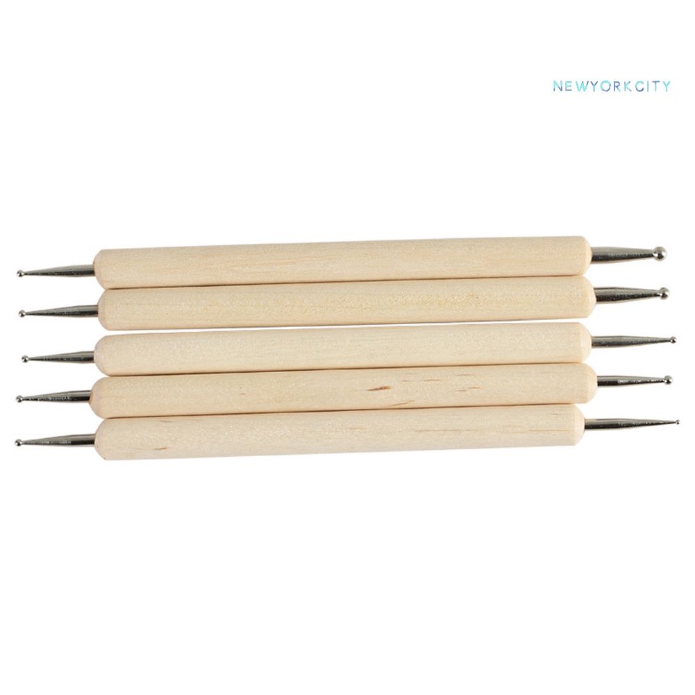 Set 5 Bút Vẽ Trang Trí Móng Tay 2 Đầu Bằng Gỗ Chuyên Nghiệp