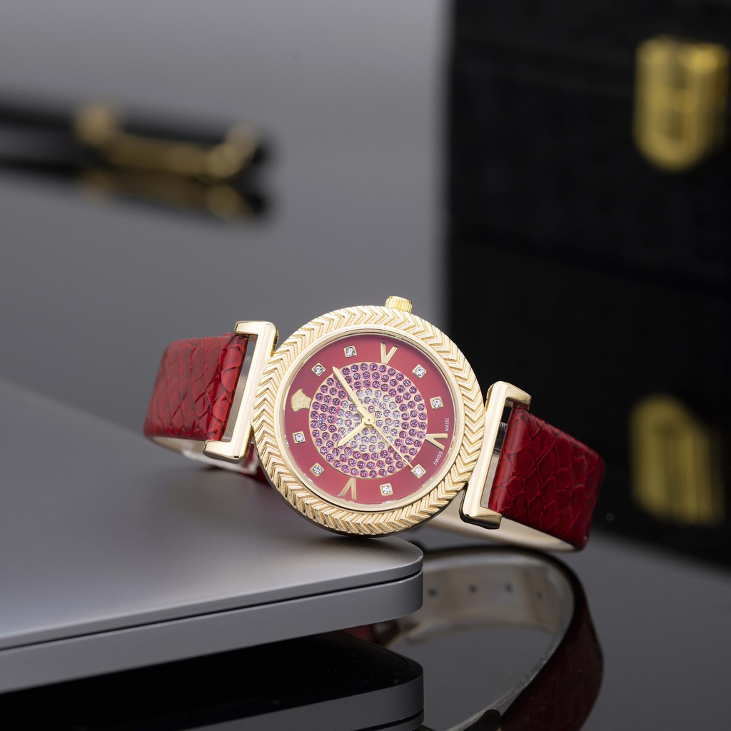 [Tặng Box Hãng] Đồng hồ nữ Versace mặt tròn dây da cao cấp tặng hộp DHN332 - Shop5412