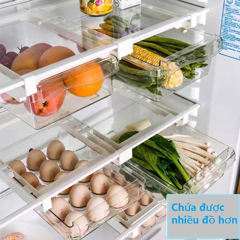 Khay chia đồ tủ lạnh loại cứng, thanh kẹp giữ khay chắc chắn