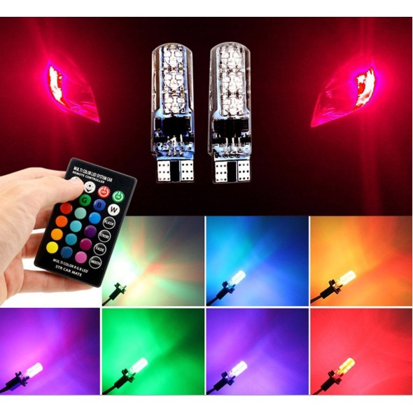 Bộ 2 led audi T10  16 màu kèm điều khiển lắp cho oto , xe máy