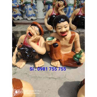 Tượng Chí Phèo_Thị Nở cao 20cm,Gốm Sứ Bát Tràng hàng cao cấp,,trang trí tiểu cảnh sân vườn