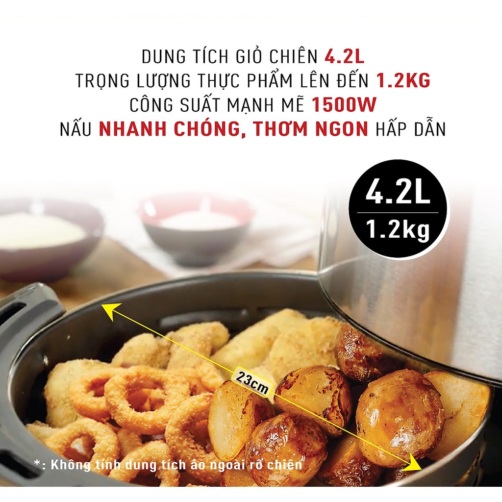 Nồi chiên không dầu Tefal EY201D15 - 4.2L - Vỏ thép không rỉ - Công nghệ luân chuyển khí nóng 3D không cần trở