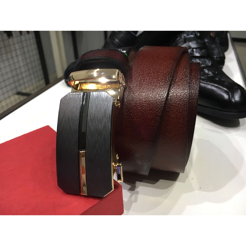 Dây lưng da đà điểu mặt chữ nhật trốt kéo