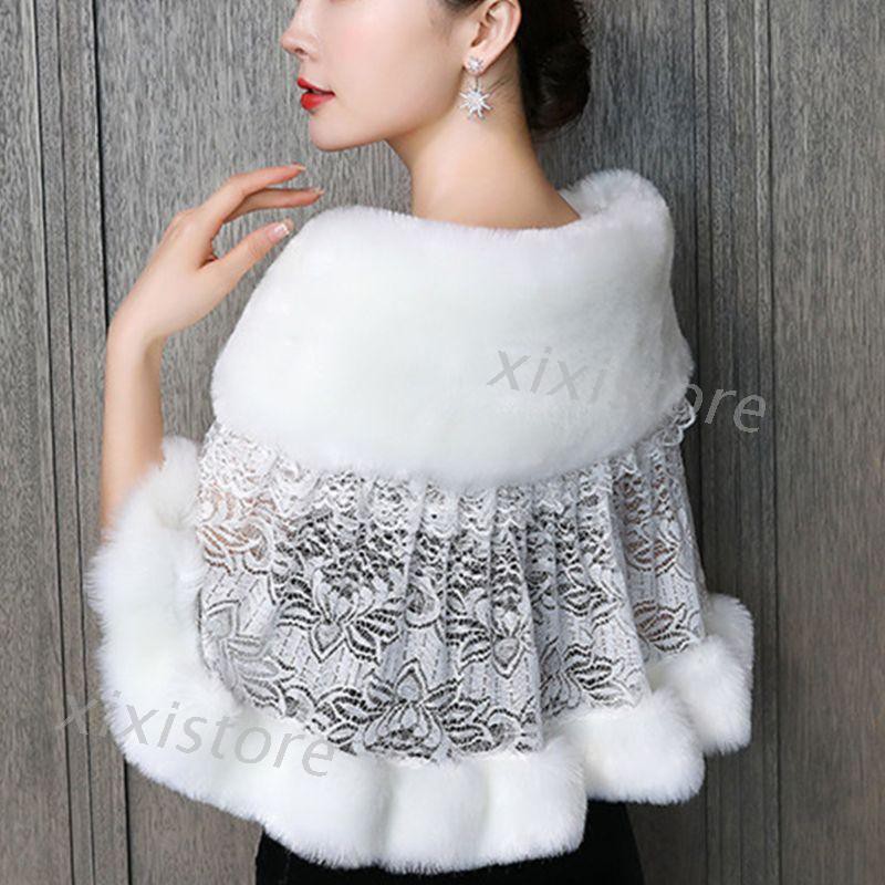 Khăn choàng phối lông mềm mại ấm áp kiểu dáng xinh xắn dành cho cô dâu