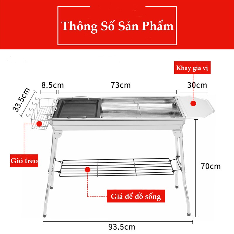 Bếp nướng than hoa không khói tặng kèm vỉ nướng khay nướng chống dính bếp nướng ngoài trời