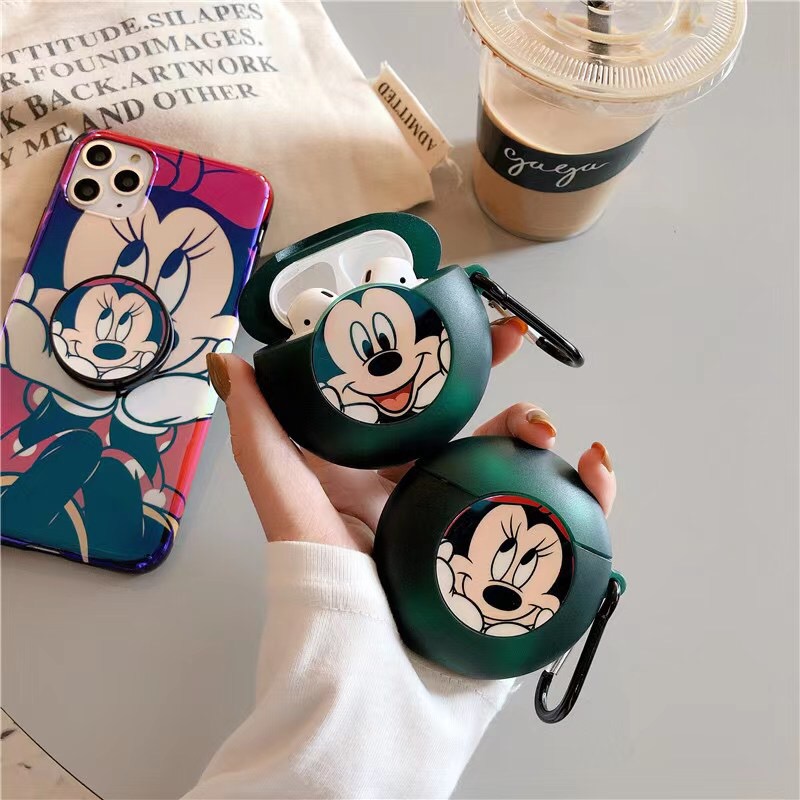 DISNEY Ốp Bảo Vệ Hộp Đựng Tai Nghe Airpods 1 / 2 Hình Mickey Minnie Xinh Xắn