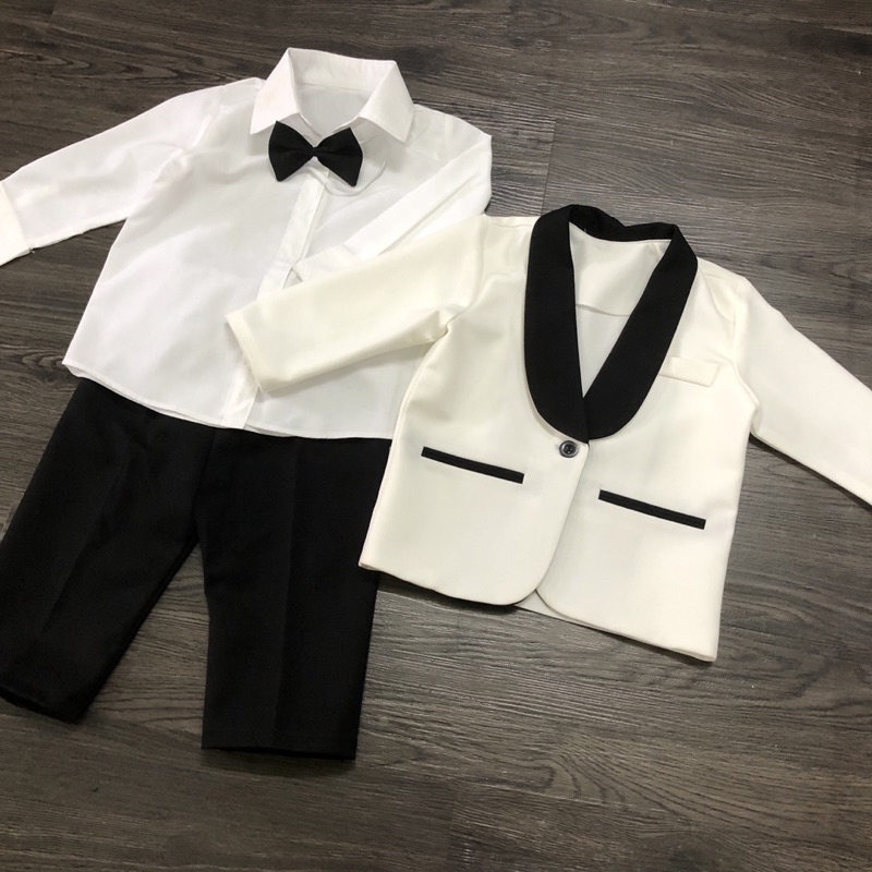 Sét Vest Viền Đen Siêu Ngầu Cho Bé Trai