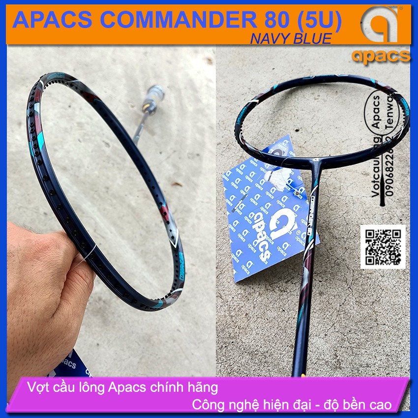 [Vợt cầu lông Apacs Commander 80 Navy Blue- 5U] – Vợt cân bằng hơi thiên công, nước sơn màu lính hải quân