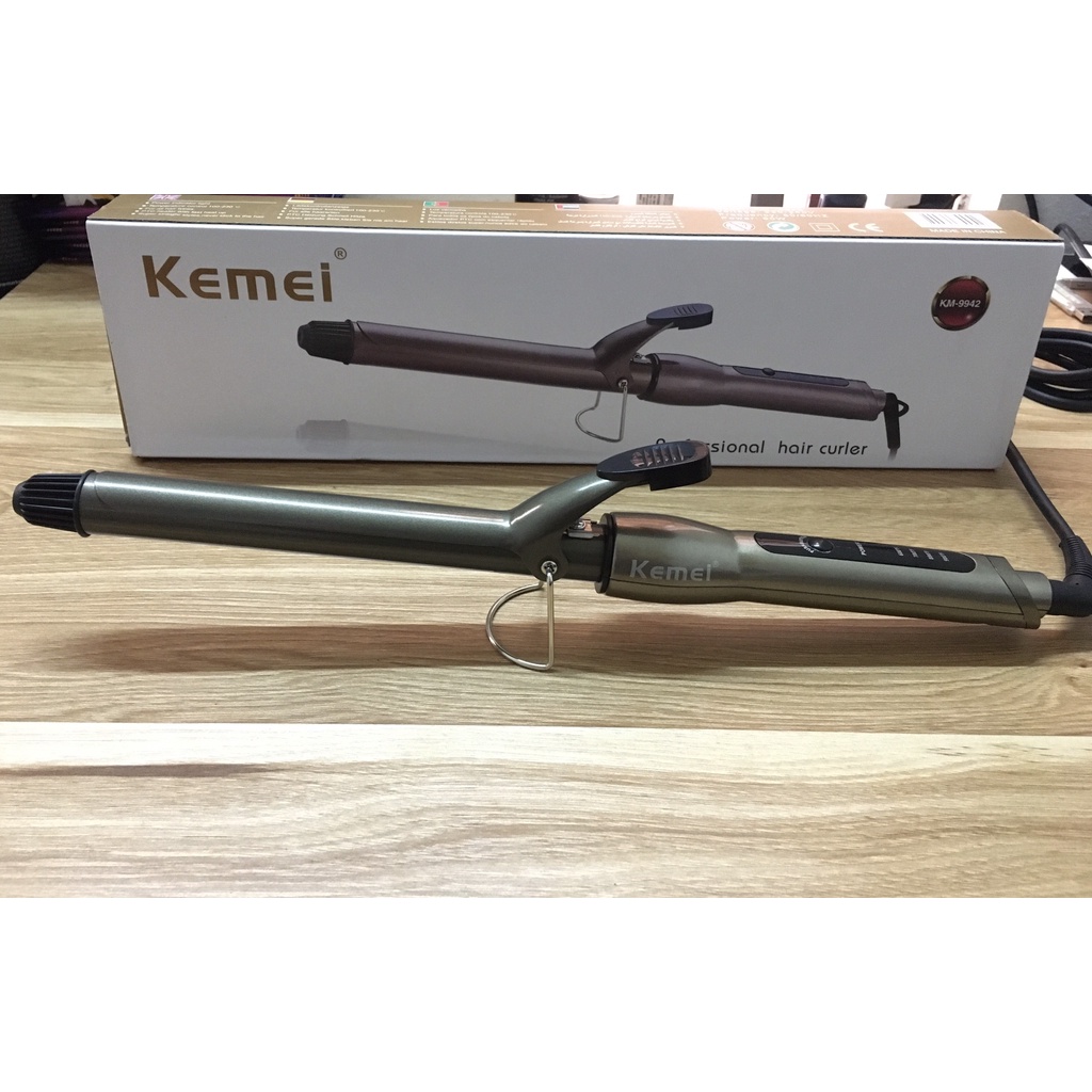 Máy Uốn Tóc Làm Xoăn Tạo Kiểu Tóc Chuyên Dụng 4 Mức Chỉnh Nhiệt Kemei 9942  An Toàn Cho Tóc | Shopee Việt Nam