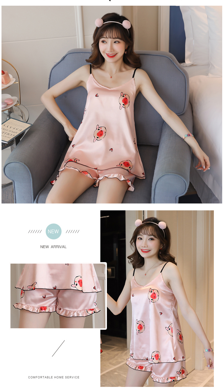 Bộ Đồ Ngủ Nữ Chất Giả Lụa Có Đệm Ngực Thiết Kế Thời Trang Mát Mẻ Mùa Hè | BigBuy360 - bigbuy360.vn