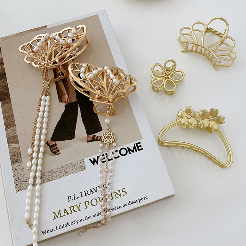 Kẹp Tóc Kim Loại Màu Trơn Phong Cách Hàn Quốc Cho Nữ