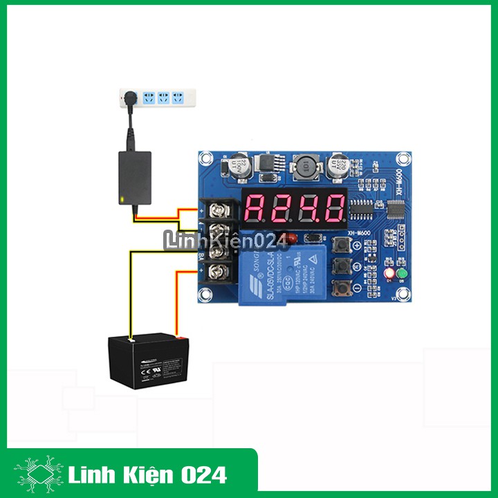 Mạch Đóng Ngắt Pin và Acquy 6-60V 30A Có Bảo Vệ Hiển Thị Điện Áp XH-M604