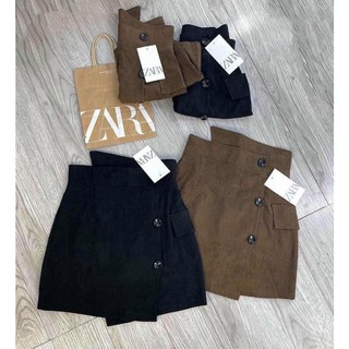 Chân Váy Nhung Nữ Cạp Cao 3 cúc