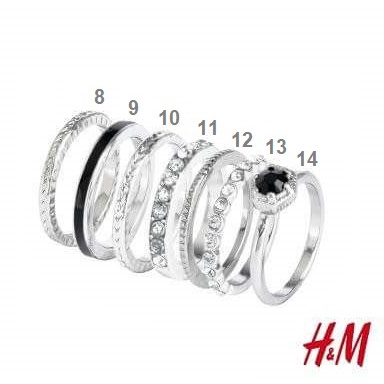 Set 02 nhẫn H&M chính hãng đính đá nhiều mẫu cách điệu