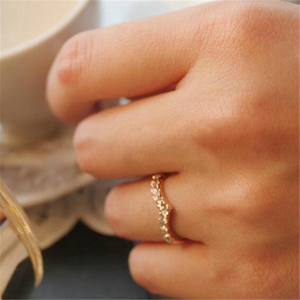 Nhẫn chữ v đính đá phong cách Hàn Quốc cho nữ