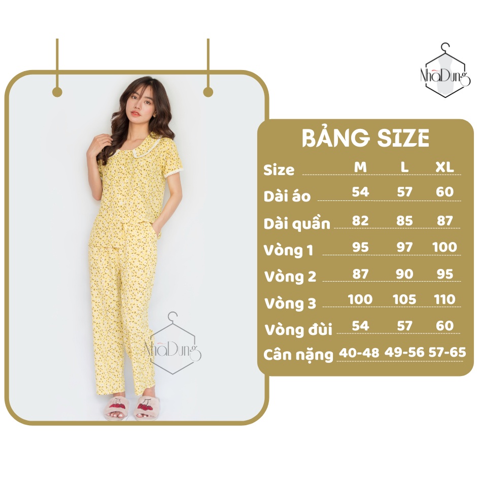 Đồ bộ nữ mặc nhà quần dài lụa cao cấp cổ sen họa tiết hoa nhí dễ thương Nhã Dung Store siêu mát 40kg đến 65kg