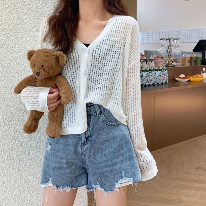 Áo Dệt Kim Tay Dài Cổ Chữ V Thời Trang Mùa Thu Hàn Quốc Cho Nữ | BigBuy360 - bigbuy360.vn