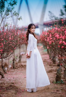 Bộ áo dài trắng 4 tà mã A1