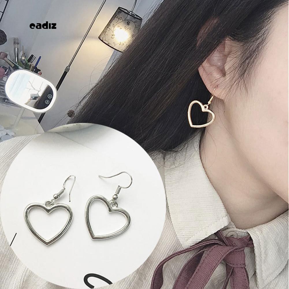 Hoa tai dáng dài mặt hình trái tim cho nữ