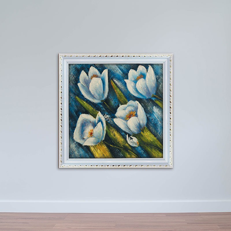 Tranh canvas đóng khung "Những bông hoa trắng" TT1877