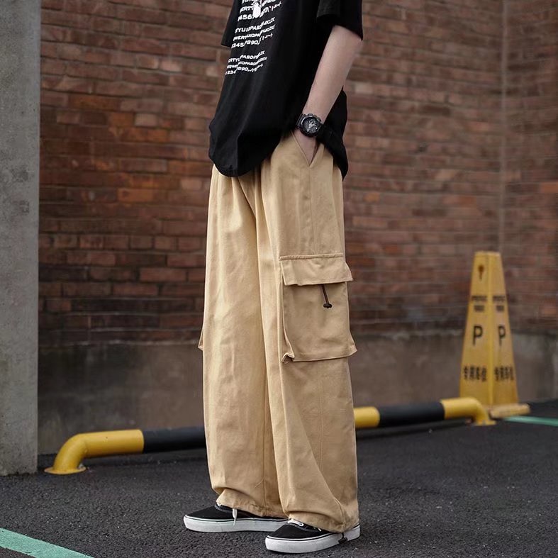 [M-3XL] Quần Ống Rộng Nhiều Túi Phong Cách Hip Hop Đường Phố Hàn Quốc Cho Nam