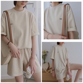 Set Thun Tổ Ong Xốp Thêu Cún JOLIE Nữ [FREESHIP] 🌸 Bộ đồ quần short kèm áo phông form rộng tay lỡ hàn quốc Ulzzang 🌸