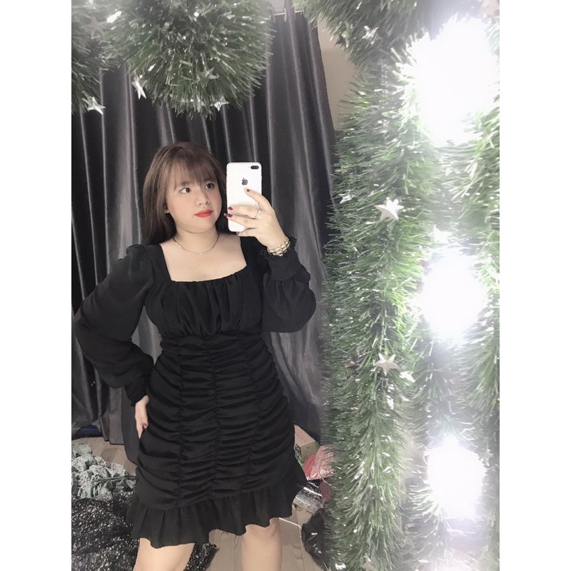 Đầm nhún tay dài