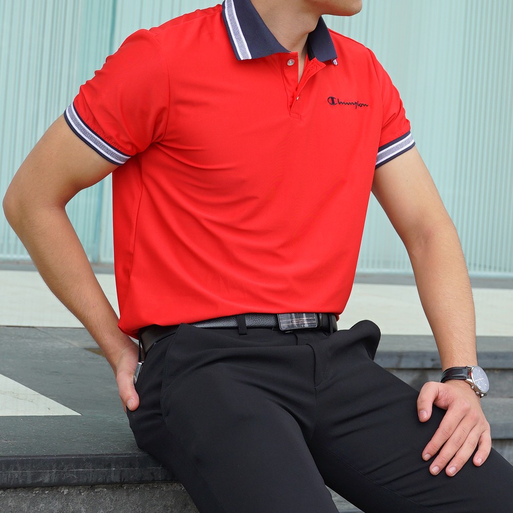 Áo thun nam POLO thêu chữ Champion cotton lạnh sang trọng đỏ- Glory A30521DO | BigBuy360 - bigbuy360.vn