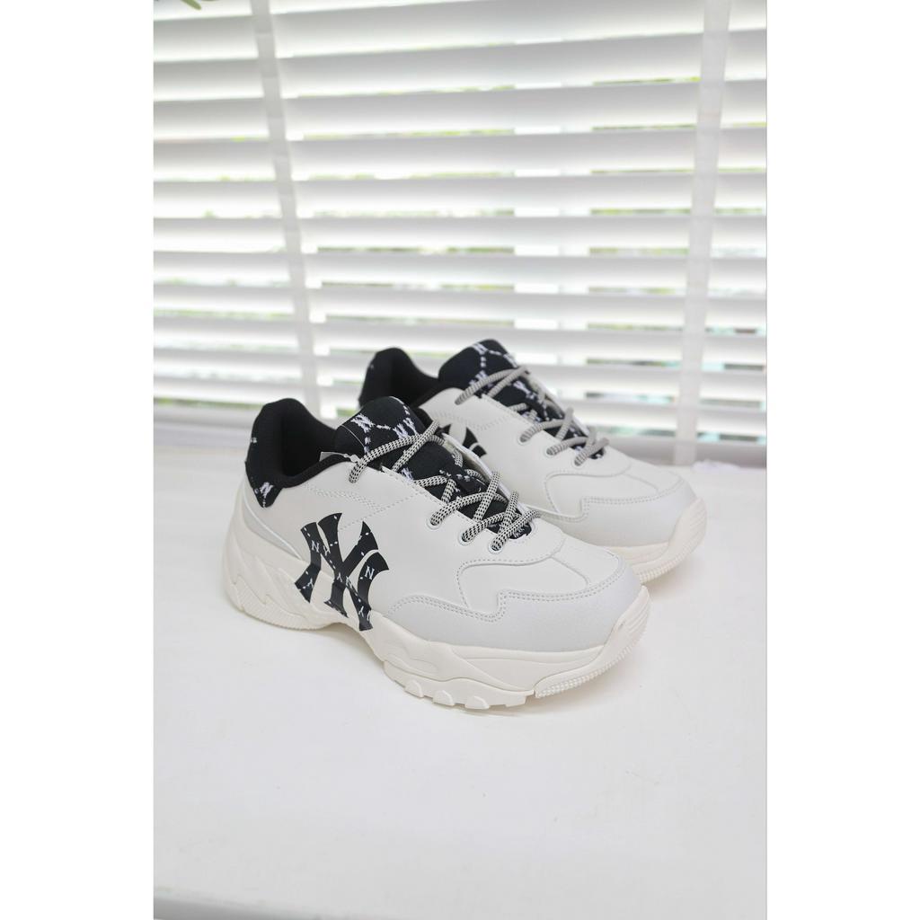 Giày MLB bigball chunky monogram NY màu đen chính hãng , giày thể thao độn đế new york yankees họa tiết monogram