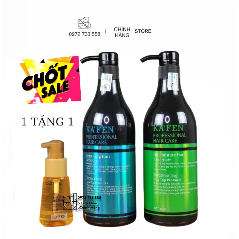 [ Tặng Tinh Dầu ] Chính Hãng - Bộ Dầu Gội Và Dầu Xả Phục Hồi Mượt Tóc Kafen  800ml x 2