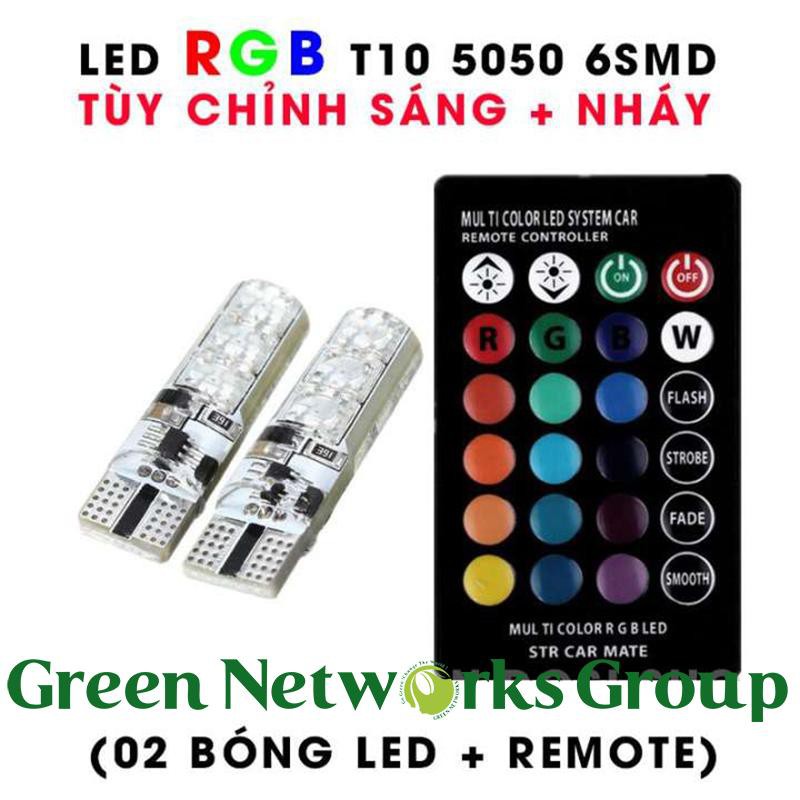 Bộ đènxi nhan LED điều khiển màu + chế độ nháy, sáng chuẩn T10 12v GreenNetworks