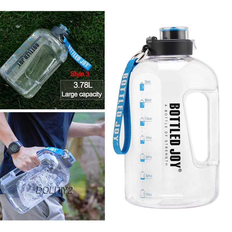 Bình Nước 1 Gallon Nhắc Nhở Hoạt Động Thể Thao Ngoài Trời Không BPA [Dolity2]