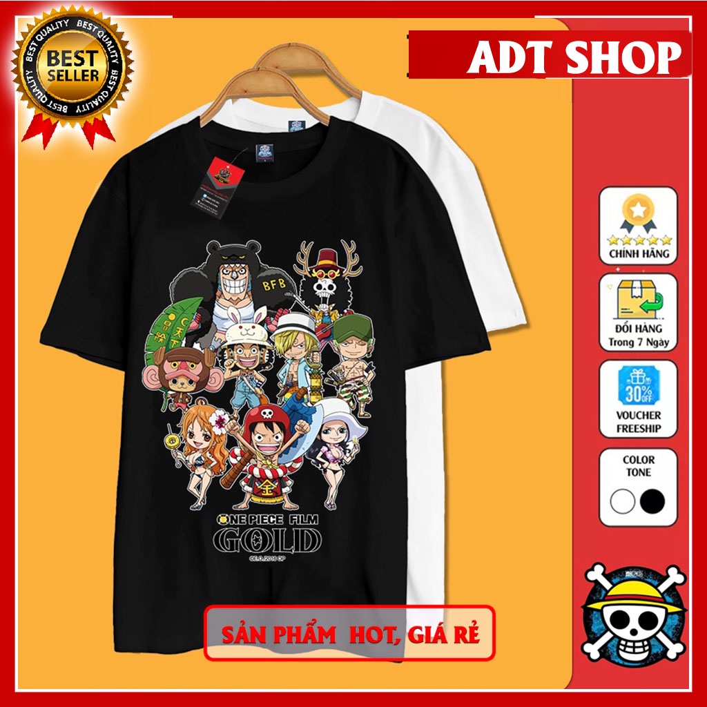 Áo Thun In Hình Luffy và "Băng Mũ Rơm" Cực đẹp, Cực Ngầu với 2 Mẫu Trắng và đen ADT|SHOP