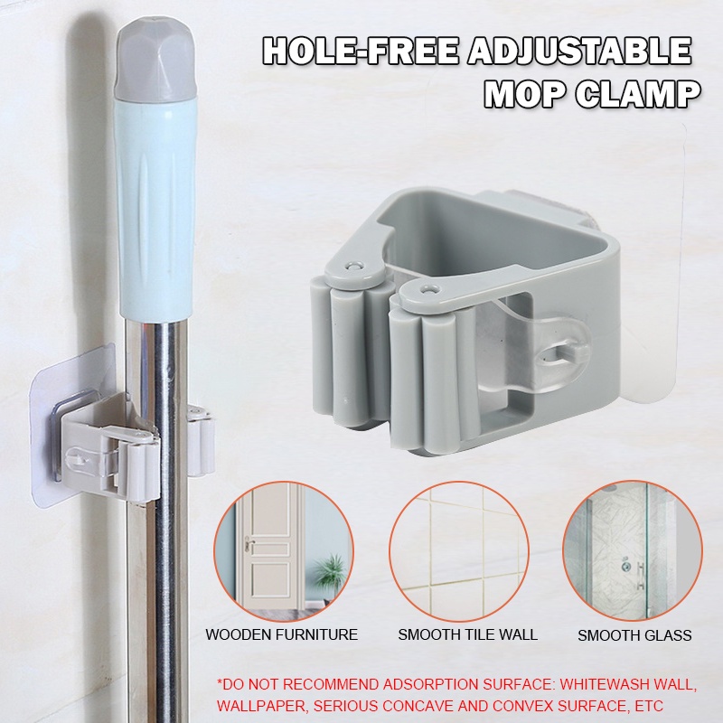 1 cái Cây lau Giá đỡ chổi treo tường Giá treo cây lau nhà Giá để đồ gia dụng Móc treo cây lau Giá đỡ nhà bếp Phòng tắm tổ chức