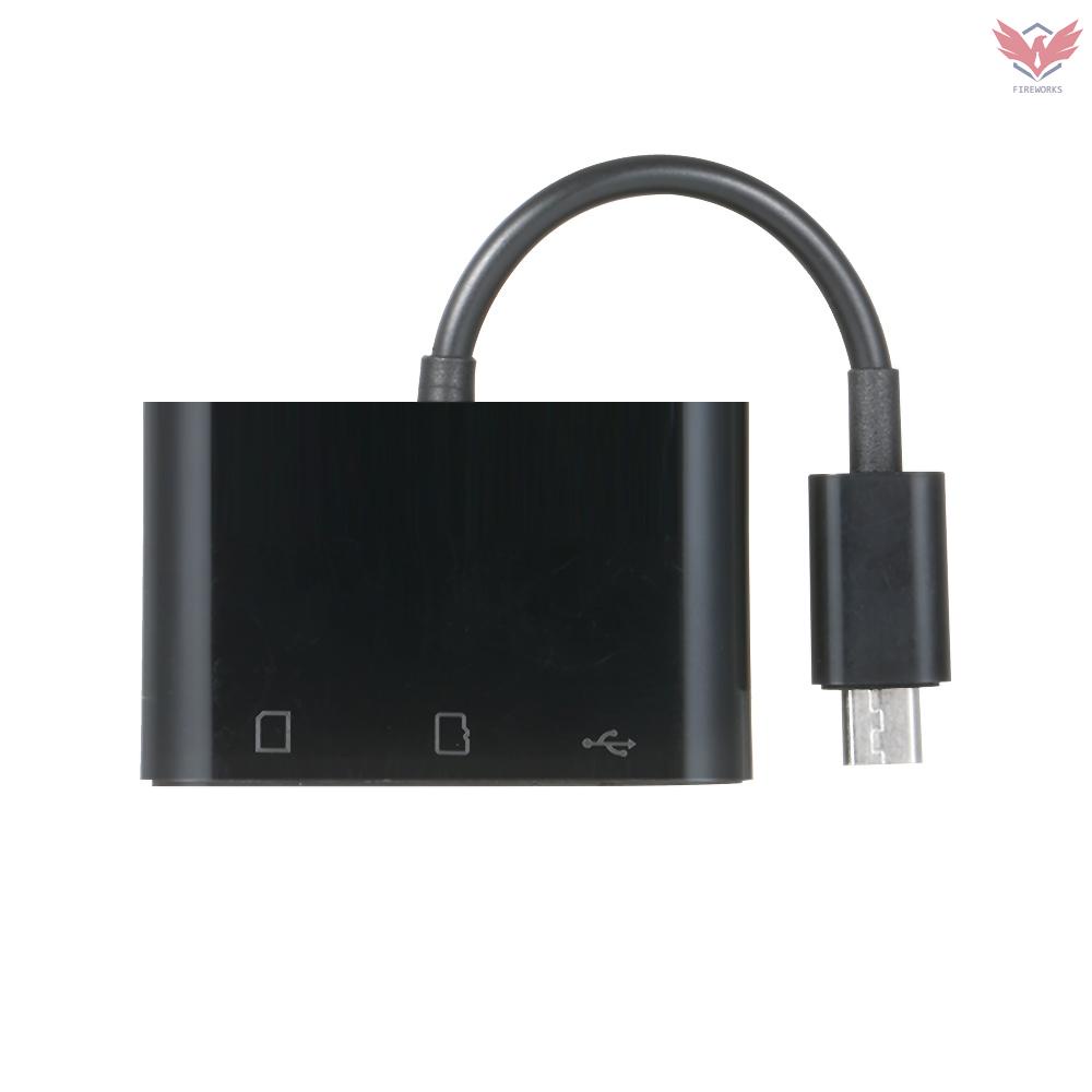 Đầu Đọc Thẻ Nhớ Micro Usb 2.0 + Sd + Tf 3 Trong 1 Chuyển Đổi Micro Usb Otg Sang Usb 2.0 Sd Tf Micro Usb Đen