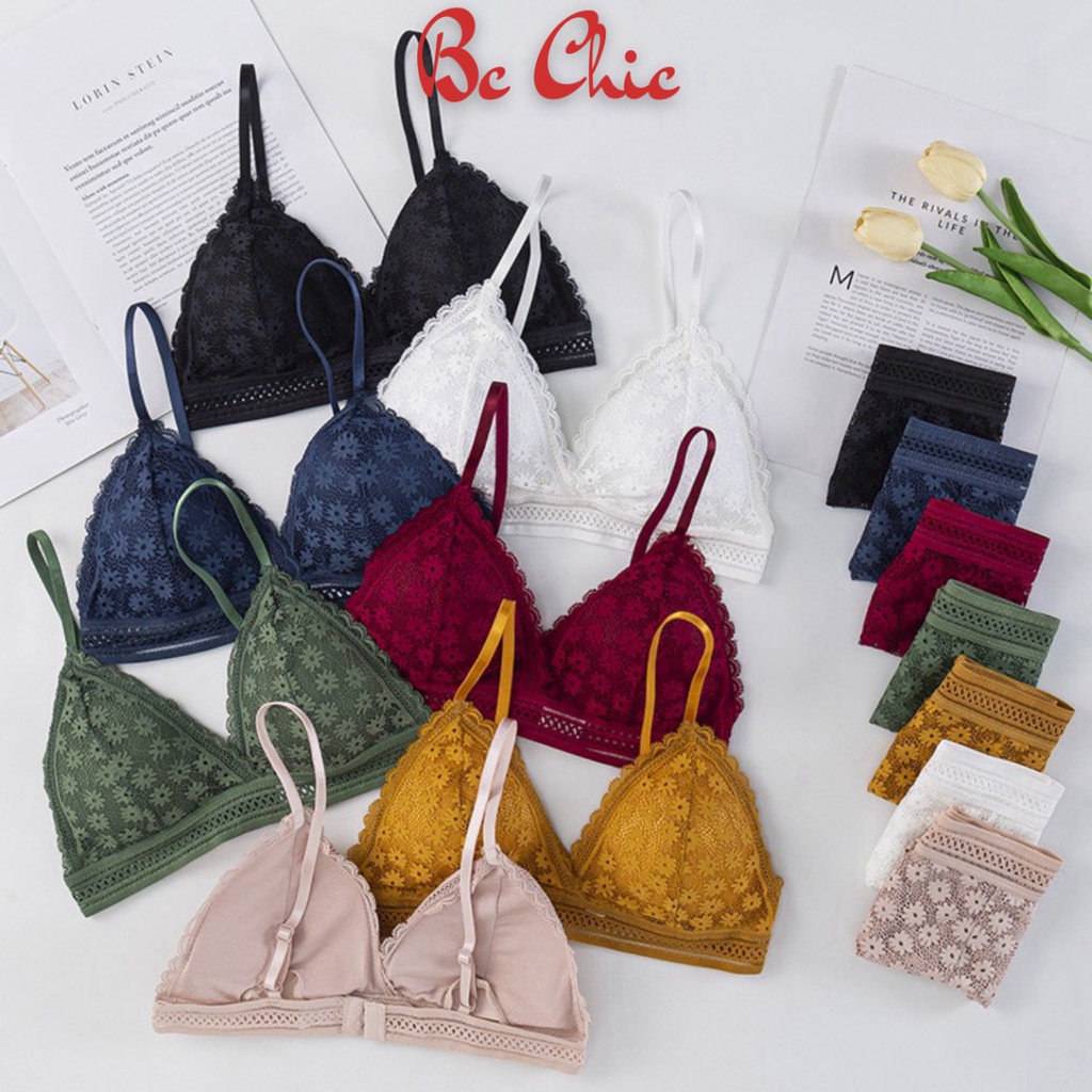 Áo Lót Nữ Không Gọng Ren Cao Cấp Nâng Ngực - Áo Bra Ren Hoa nâng vòng một gợi cảm sexy mẫu 7338 BC_CHIC LINGERIE